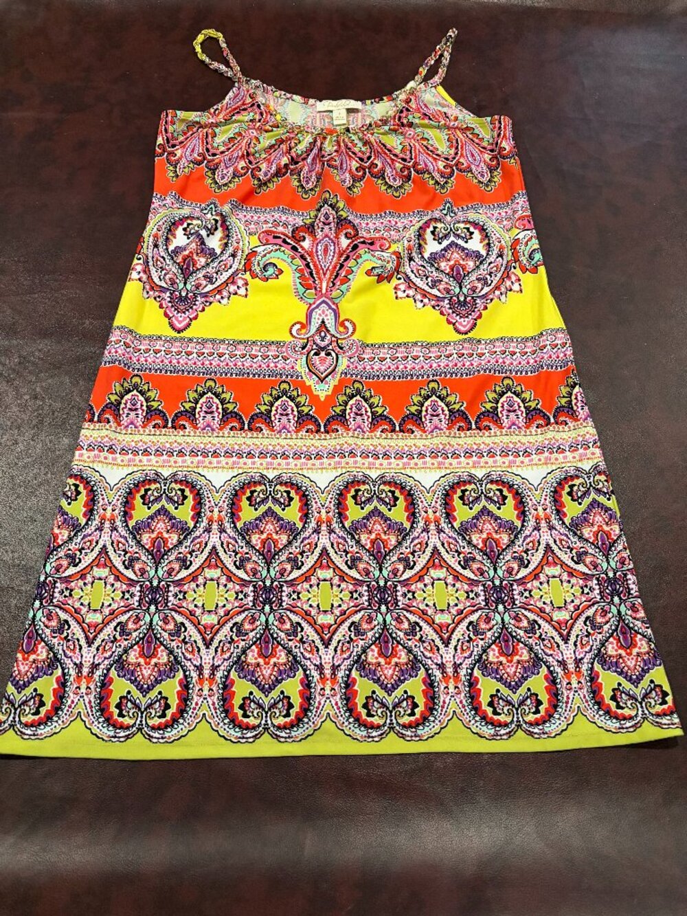 Prelude boho vibrant multicolor geometric paisley mini dress size S